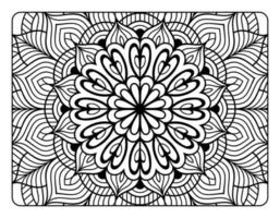 Mandala floral coloring page for adult coloring book, black and white mandala coloring page, hand drawn outlined doodle line art for adult coloring page interior vector