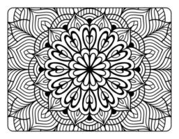 Mandala floral coloring page for adult coloring book, black and white mandala coloring page, hand drawn outlined doodle line art for adult coloring page interior vector