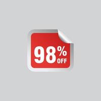 98 discount, Sales Vector badges for Labels, , Stickers, Banners, Tags, Web Stickers, New offer. Discount origami sign banner.