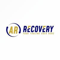 Letter or word AR and RECOVERY san serif font with arrow circle image graphic icon logo design abstract concept vector. Can be used as a symbol related to initial or wordmark vector