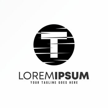 Letter or word T san serif in block circle with side cutting like night moon image graphic icon logo design abstract concept vector stock. Can be used as a symbol related to initial.