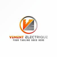 letra o palabra ve o ev fuente en círculo con poder o imagen eléctrica icono gráfico diseño de logotipo concepto abstracto vector stock. se puede usar como un símbolo relacionado con la inicial o la energía