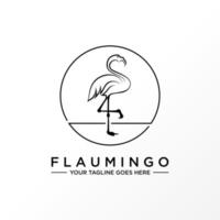 flamenco simple y único en emblema línea círculo imagen gráfico icono logotipo diseño clásico concepto abstracto vector stock. se puede utilizar como un símbolo relacionado con el animal.