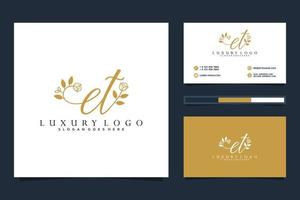 Initial ET Feminine logo collections and business card templat Premium Vector