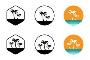 Ilustración de vector de plantilla de logotipo de verano de palmera