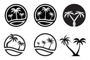 Ilustración de vector de plantilla de logotipo de verano de palmera