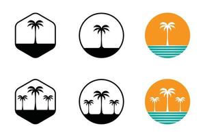 Ilustración de vector de plantilla de logotipo de verano de palmera