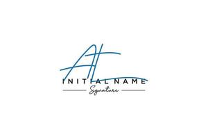 Initial AT signature logo template vector. Hand drawn Calligraphy lettering Vector illustration.