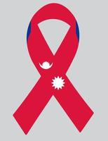 3D Flag of Nepal on ribbon. vector