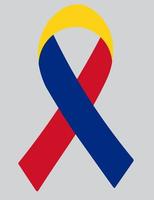 3D Flag of Romania on ribbon. vector