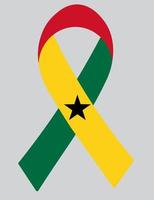 3D Flag of Ghana on ribbon. vector