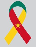 3D Flag of Cameroon on ribbon. vector