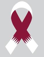 3D Flag of Qatar on ribbon. vector