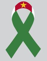 3D Flag of Suriname on ribbon. vector