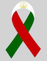 3D Flag of Tajikistan on ribbon. vector