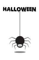 fondo del concepto de halloween con una araña en la telaraña bajo la palabra halloween. ilustración vectorial vector