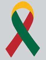 3D Flag of Lithuania on ribbon. vector