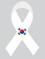 3D Flag of South Korea on ribbon. vector