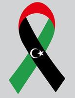 3D Flag of Libya on ribbon. vector