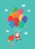 Santa claus hanging on balloon vector