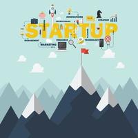 Red flag on a Mountain peak startup success concept vector