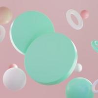 3d rendering of minimal display for mockup on Pink pastel background. photo