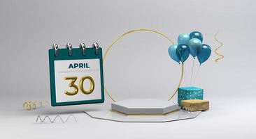 Celebration 30 April with 3D podium and background photo