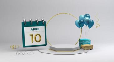 Celebration 10 April with 3D podium and background