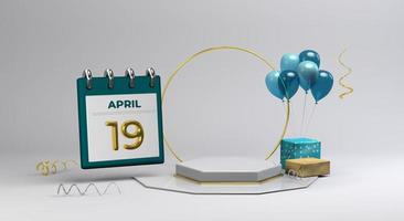 Celebration 19 April with 3D podium and background photo