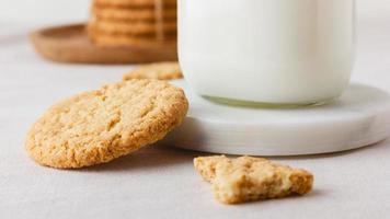 Oatmeal cookies with milk photo