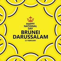 Brunei Darussalam national day vector template with circular flags and coat of arms. Southeast Asian country public holiday.