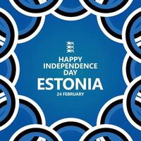 Estonia independence vector template with circular national flags, texts, and three lions. European country public holiday.