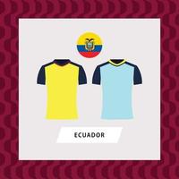 ilustración plana uniforme del equipo nacional de fútbol de ecuador. equipo sudamericano de fútbol. vector