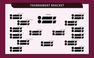 Dark maroon red colored theme colored tournament table. Tournament bracket blank template with decoration. vector