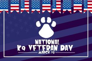 día nacional de los veteranos k9. 13 de marzo. concepto de vacaciones. vector