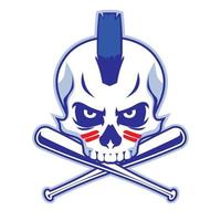 skull and crossed baseball bat vector