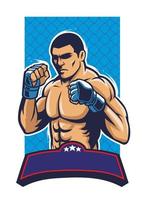 mma fighter with blank banner for text vector