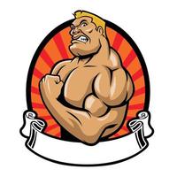 cartoon muscle bodybuilder pose vector