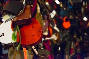 Many locks are symbols of love with copy space place photo