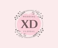 XD Initials letter Wedding monogram logos template, hand drawn modern minimalistic and floral templates for Invitation cards, Save the Date, elegant identity. vector