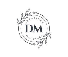 DM Initials letter Wedding monogram logos template, hand drawn modern minimalistic and floral templates for Invitation cards, Save the Date, elegant identity. vector