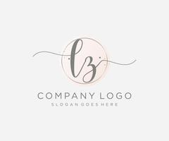 Initial LZ feminine logo. Usable for Nature, Salon, Spa, Cosmetic and Beauty Logos. Flat Vector Logo Design Template Element.