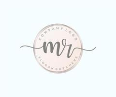 Initial MR feminine logo. Usable for Nature, Salon, Spa, Cosmetic and Beauty Logos. Flat Vector Logo Design Template Element.