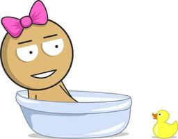 Girl takes a bath with a duck vector