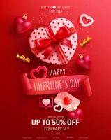 Valentine's Day Poster and Banner with sweet hearts Gift box and Valentine elements on pink background.Promotion and shopping template for love and Valentine's day concept. vector