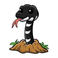 linda caricatura de serpiente de manglar fuera del agujero vector