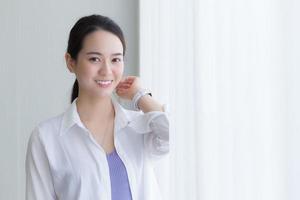 Asian beautiful woman in white shirt. photo