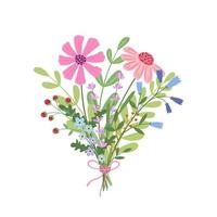 Bouquet of flowers. Vector illustration isolated in white background.  Design concept for holidays, Valentine's Day, International Women's Day, Mother's Day and other uses.