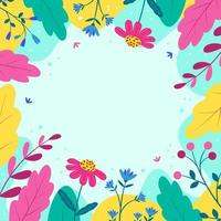 Abstract floral background in flat design. Summer flowers and leaves. vector