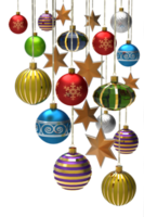 bolas de navidad y estrellas png